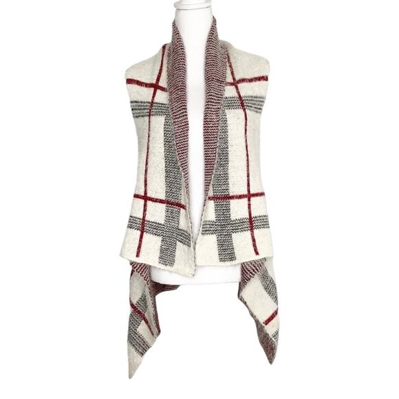 R Fashion Apparel Plaid Open Front Sleeveless Cardigan One Size - Picture 1 of 5
